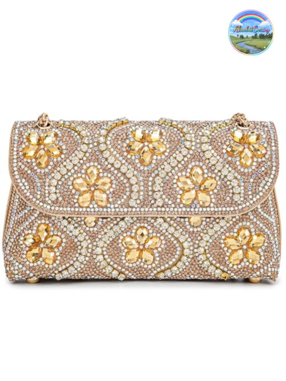 Rhinestone Evening Clutch Crossbody Bag with Chain Strap